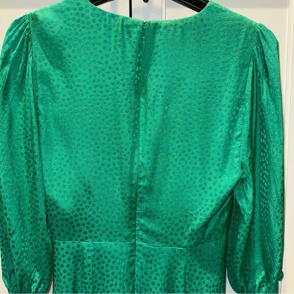 BCBGMAXAZRIA Eve Balloon Sleeve Ruffled Dress Sapphire Green 2 - Picture 10 of 13